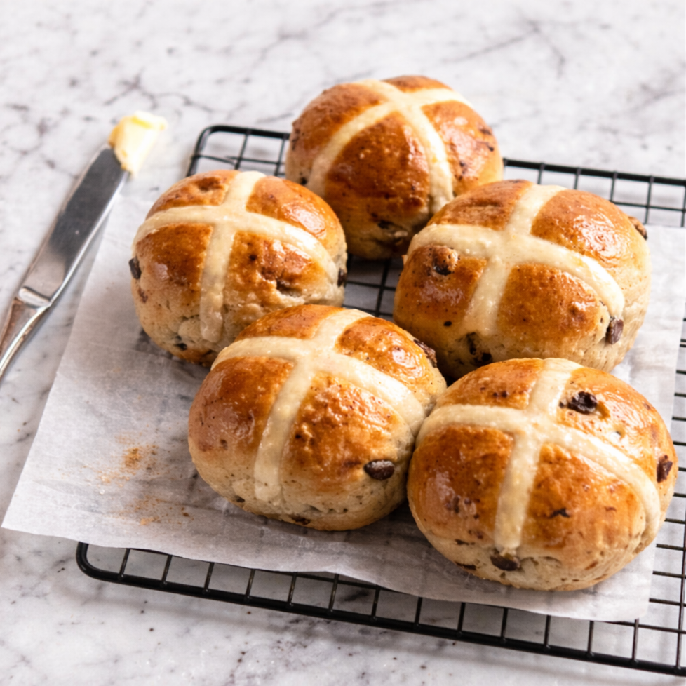 Box of Hot Cross Buns – 4 x 6 Pack (24 Buns Total)