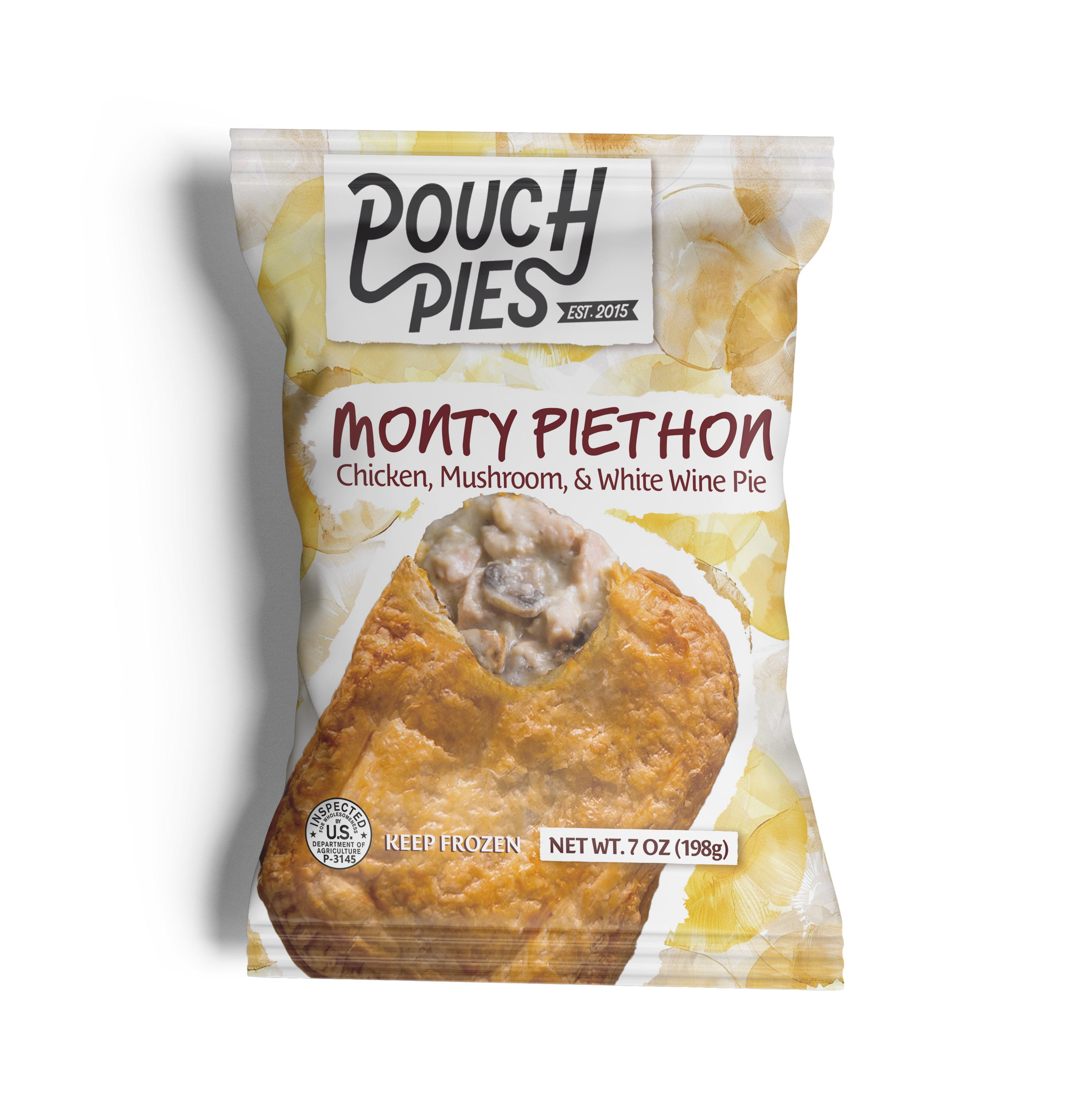 Monty Piethon chicken and mushroom pie packaging